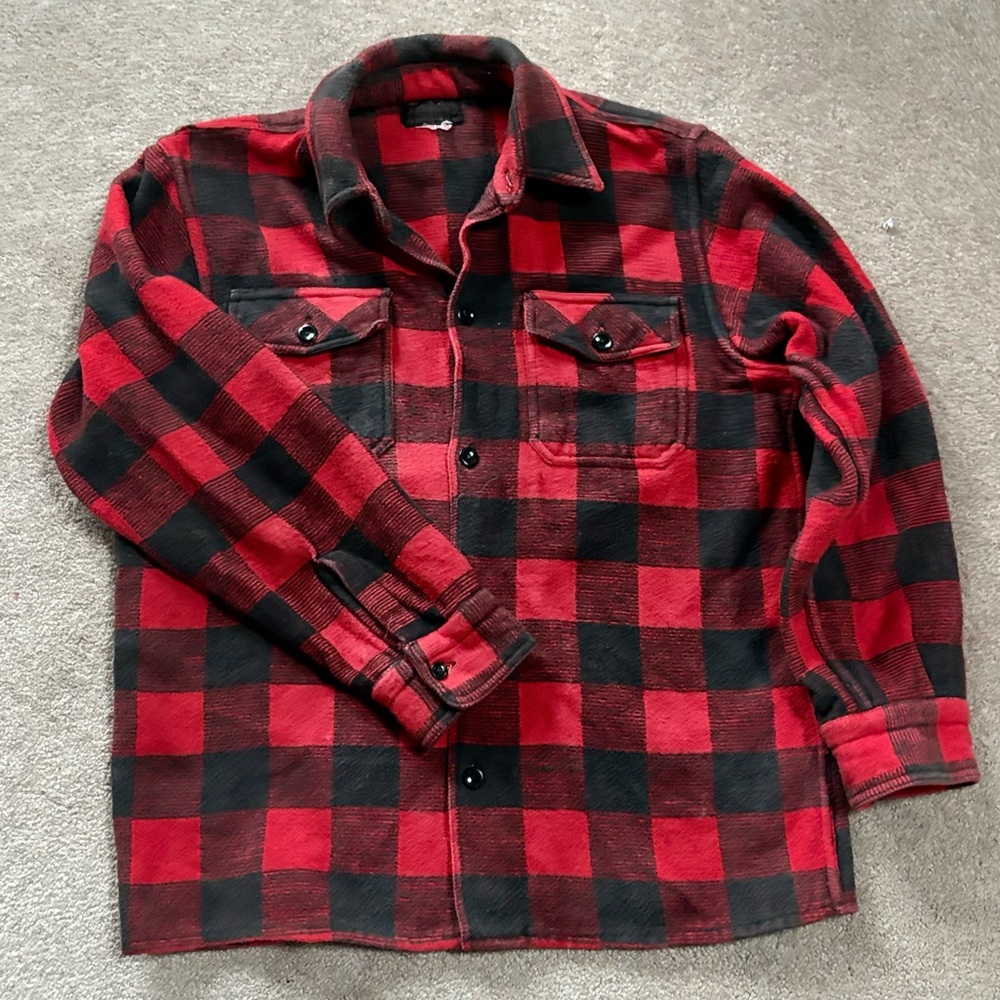 Vintage Red Black Buffalo Plaid Heavy Wool Shirt Women's M